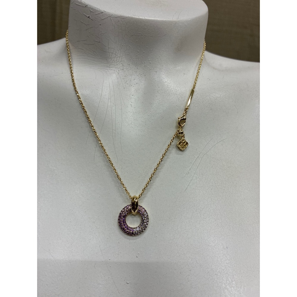 Kendra Scott Gold Tone Ombre Purple Pave Circle Pendant Necklace
